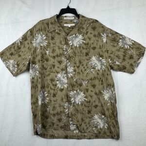 Men's Perry Ellis 100% Silk Short Sleeve Hawaiian Tropical Shirt Size L‎